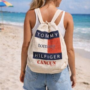 Tommy Hilfiger Beach Backpack Over Shoulder Bag Vintage Cancun Mexico